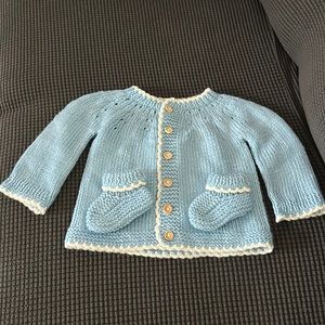 Warm Hand knitted Baby jacket with bootie’s